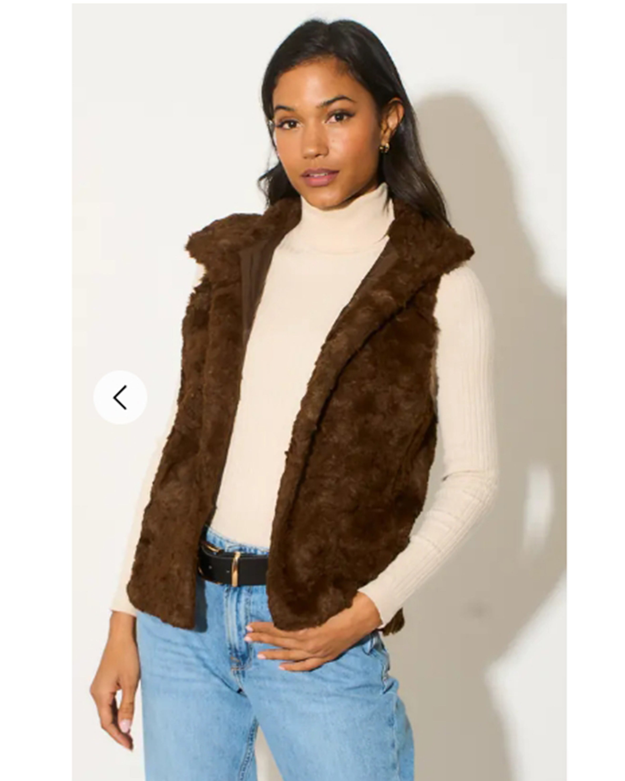 Olivia Row™ | Brown Faux Fur Gilet