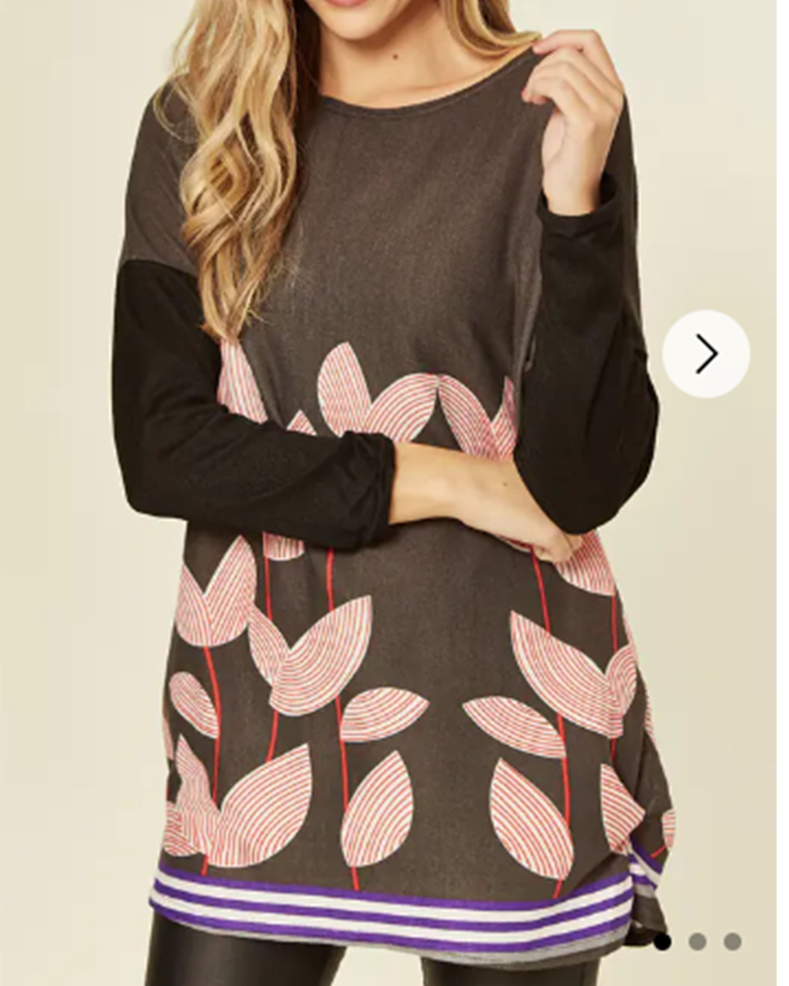 Olivia Row™ | Leave Print Knitted Jumper (Pink)