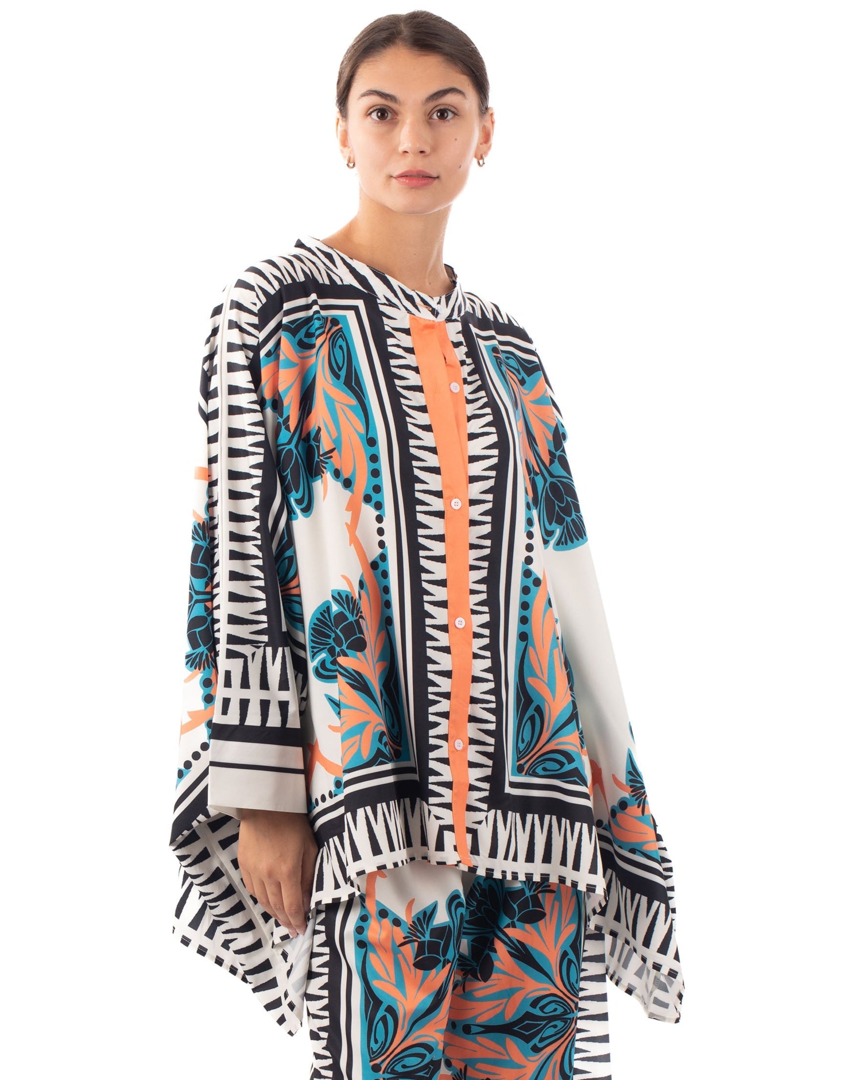 Olivia Row™ | Floral and Leaves Print Oversized shirt