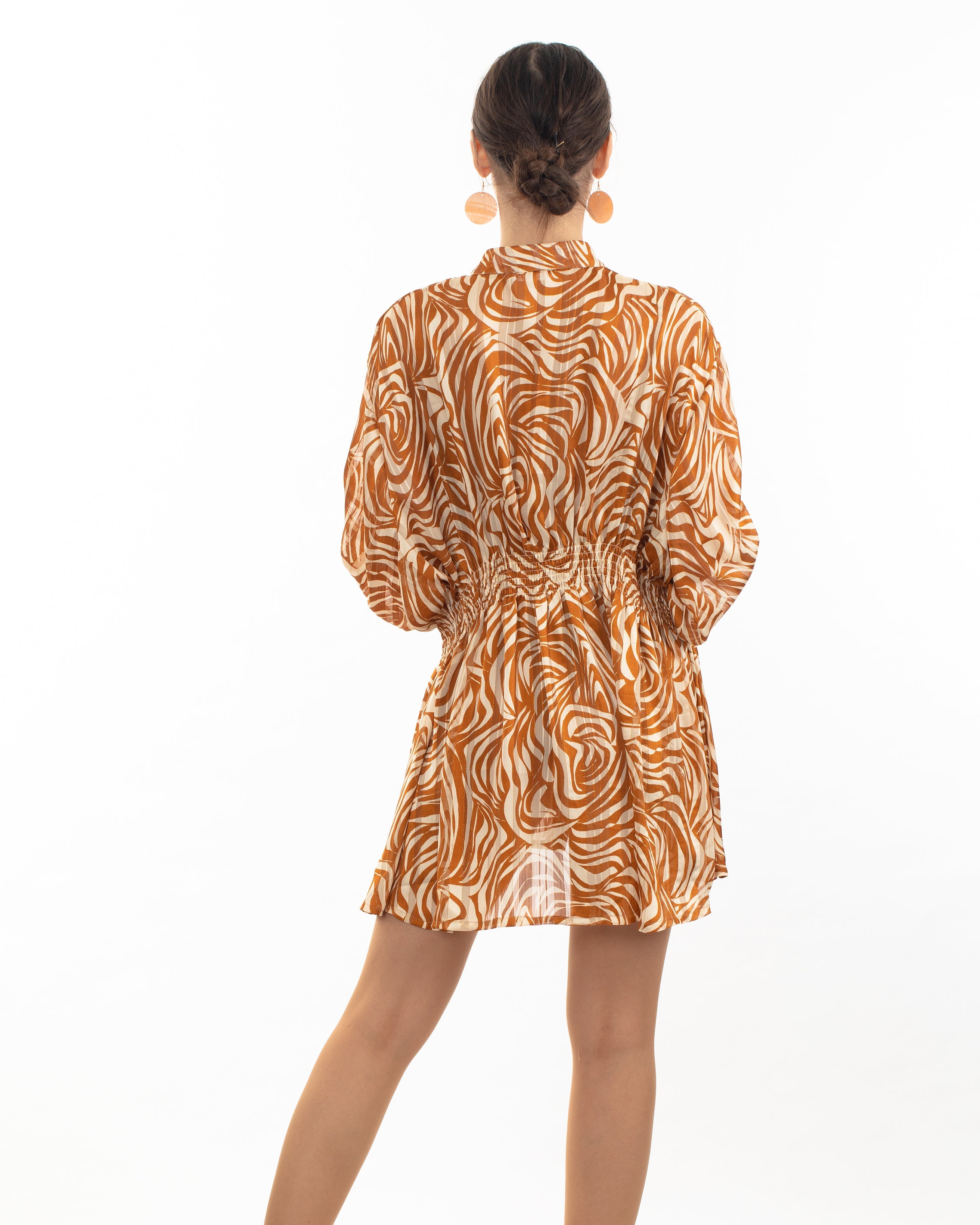 Olivia Row™ | Rose Scarf Print Mini Shirt Dress