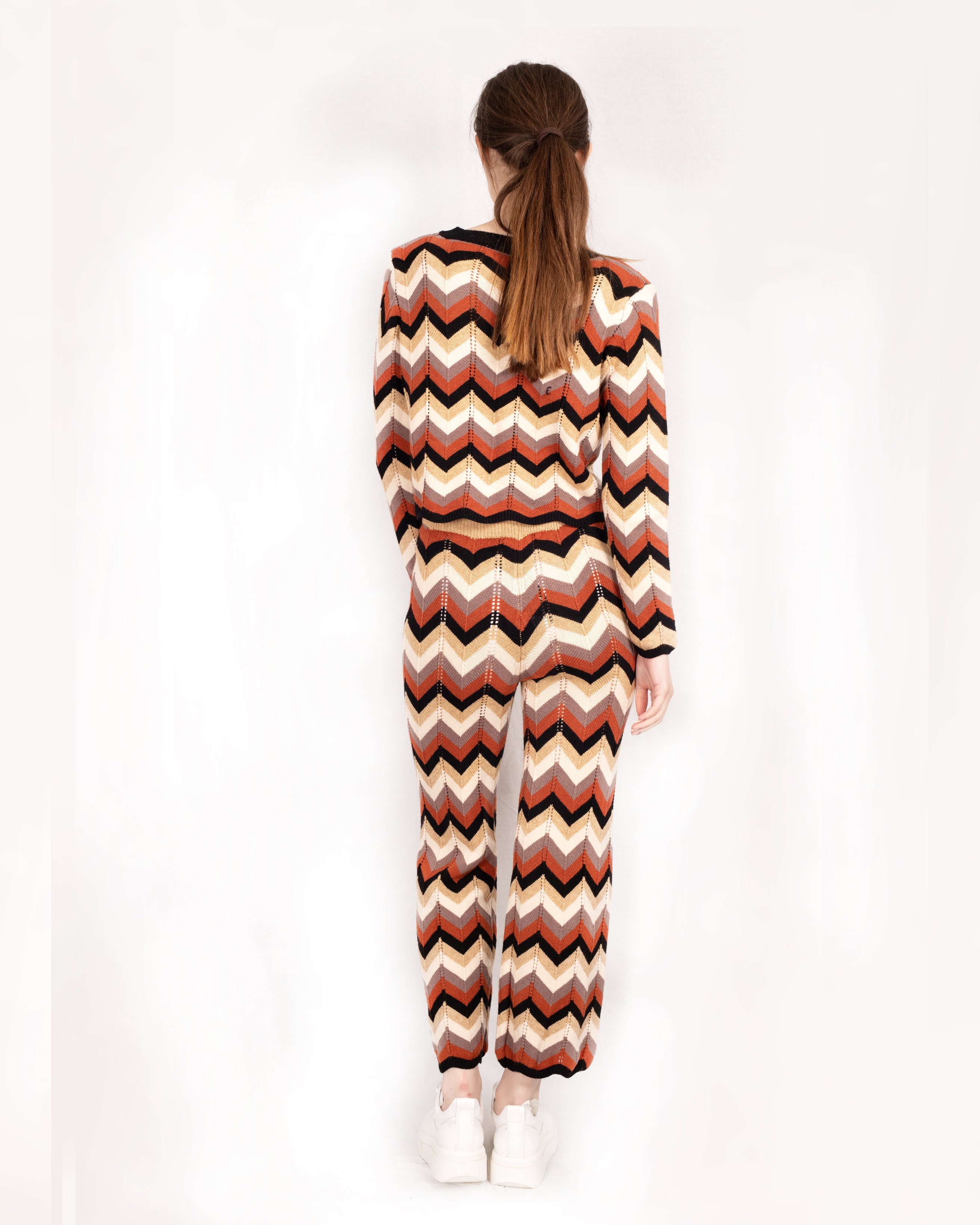 Olivia Row™ | Zig Zag Print crop top and trousers tracksuits