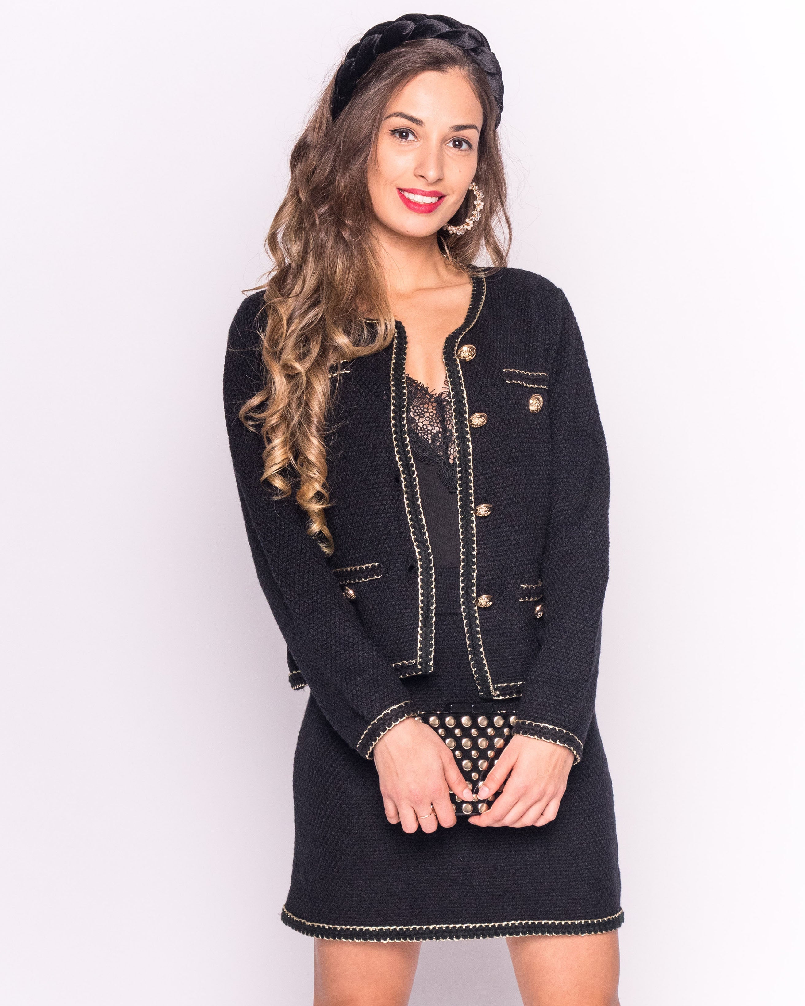 Olivia Row™ | Jacket & Skirt Co-ord Tweed Effect