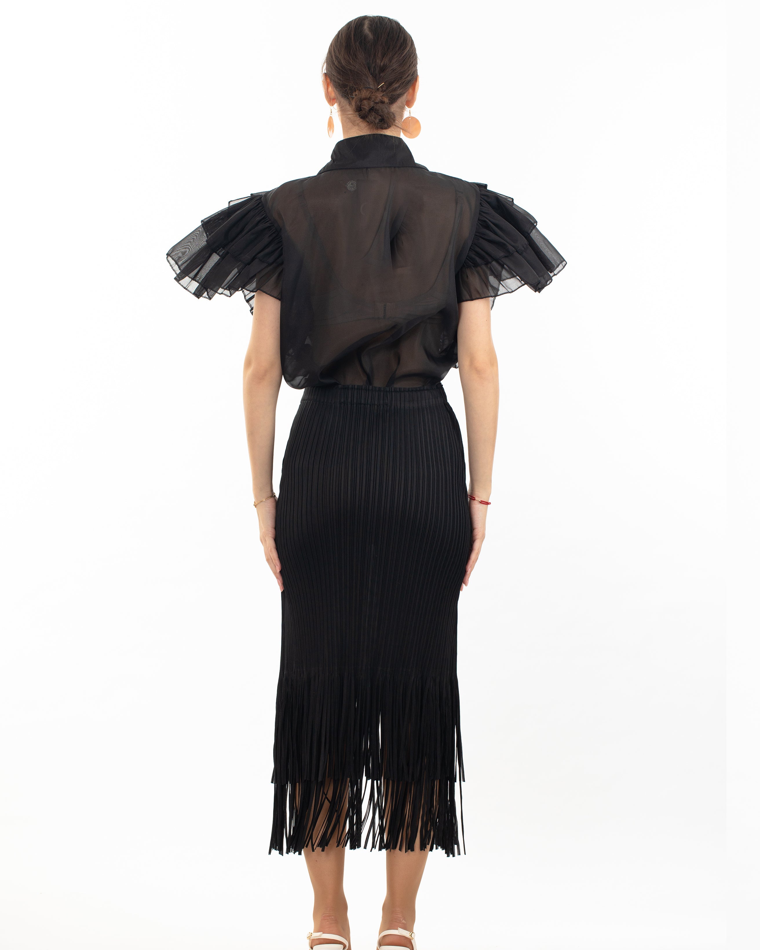 Olivia Row™ | Multi Ruffle Layer design Blouse in Black color
