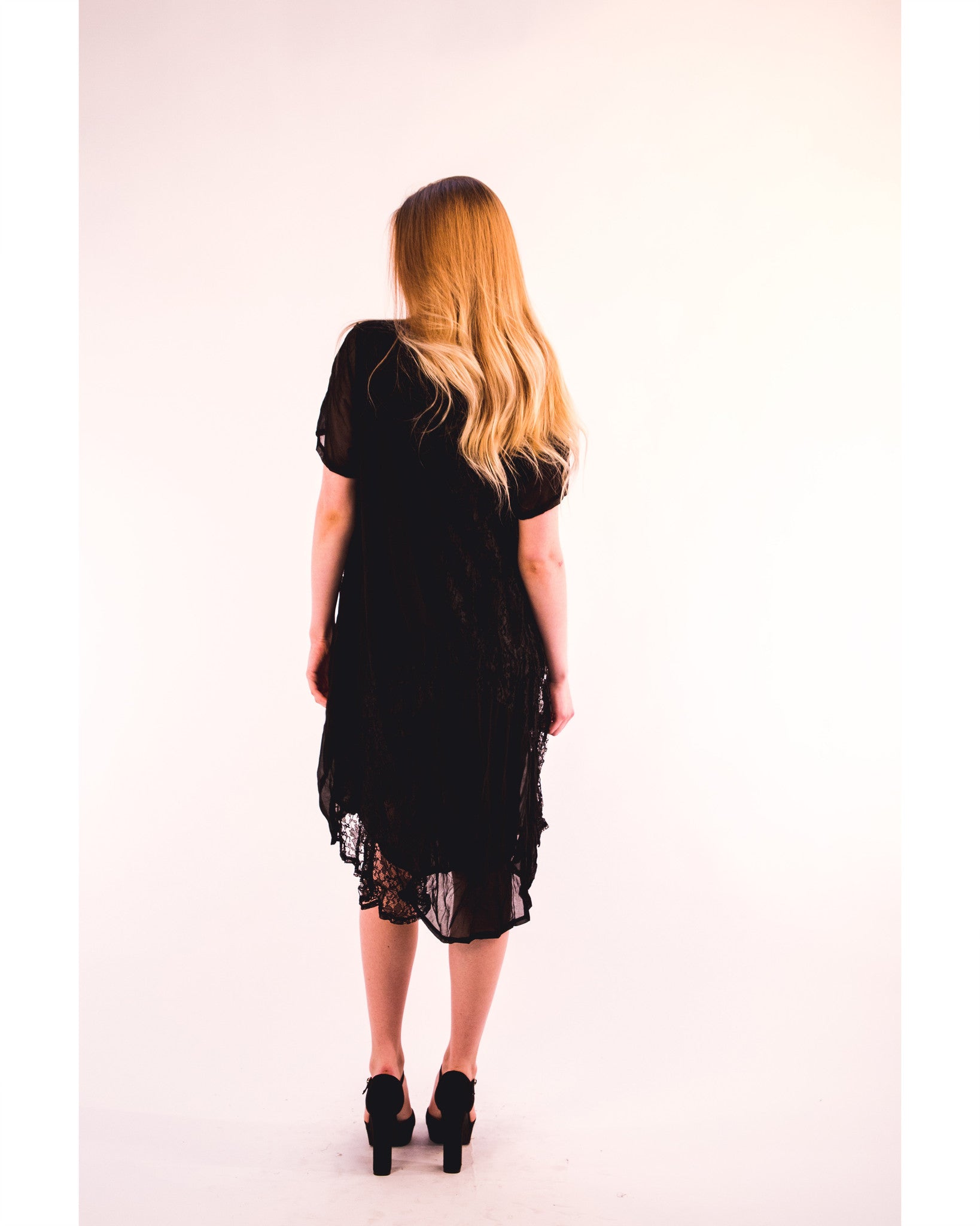 Olivia Row™ | Lace and chiffon patchwork dress (Black)