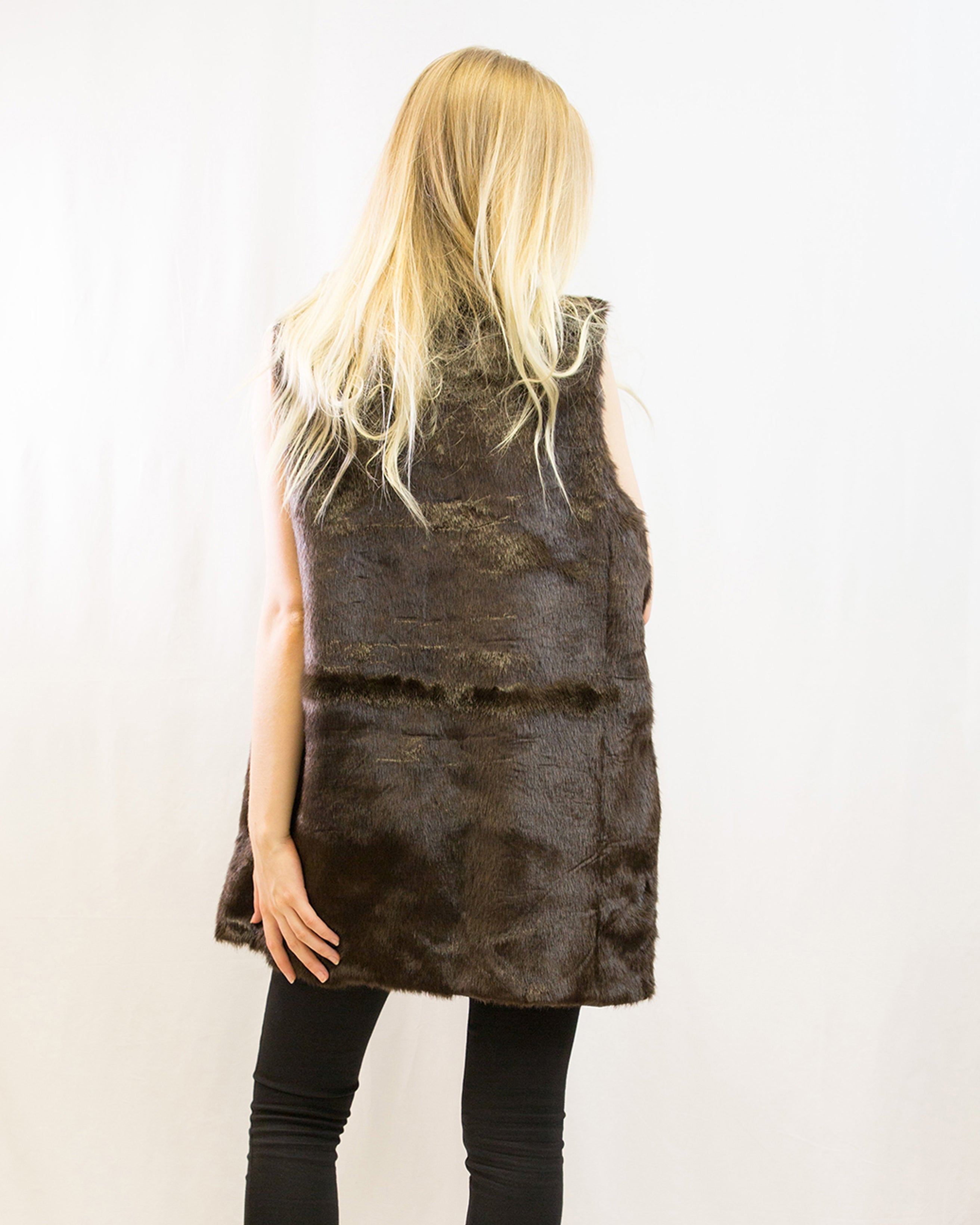 Olivia Row™ | Copy of Belt fasten long gilet (Dark Brown)