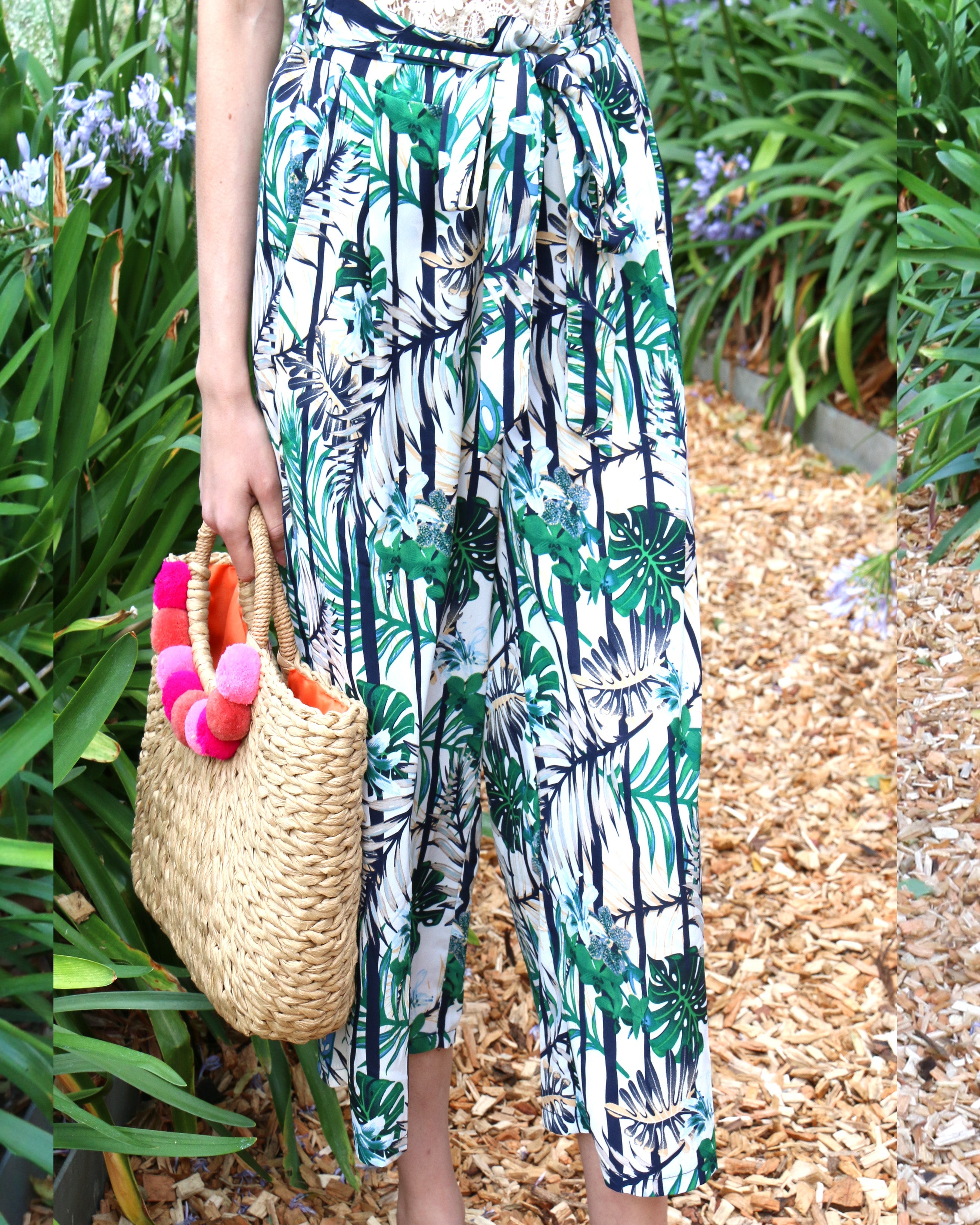 Olivia Row™ | Coconut tree Print Wide-leg Trousers