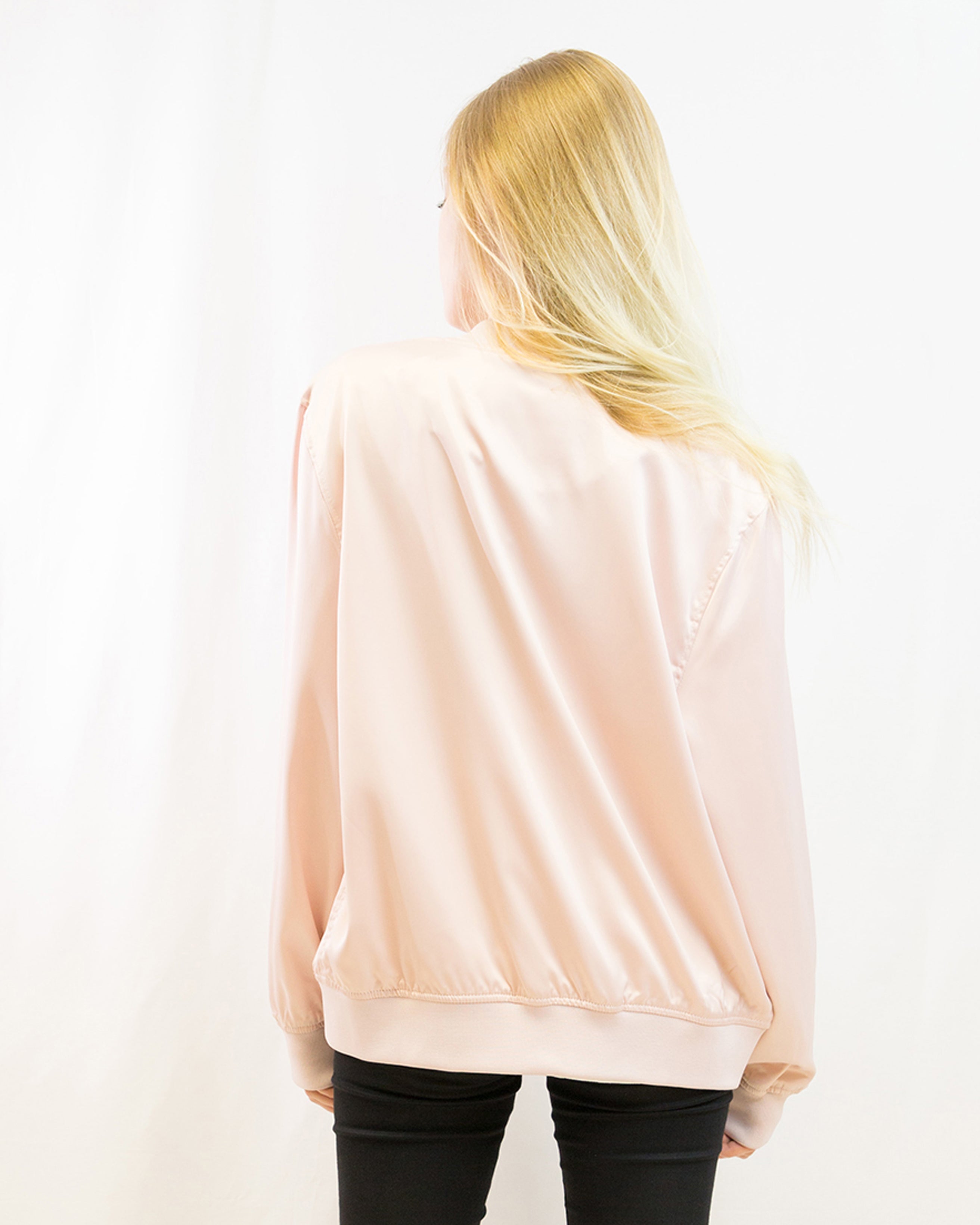 Olivia Row™ | Plain Color Oversized satin Bomber Jacket