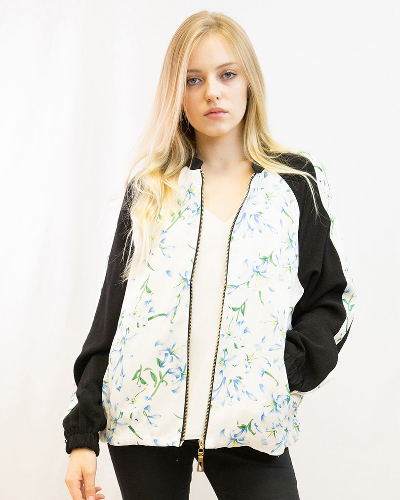 Olivia Row™ | Floral Print Bomber Jacket (Light floral)