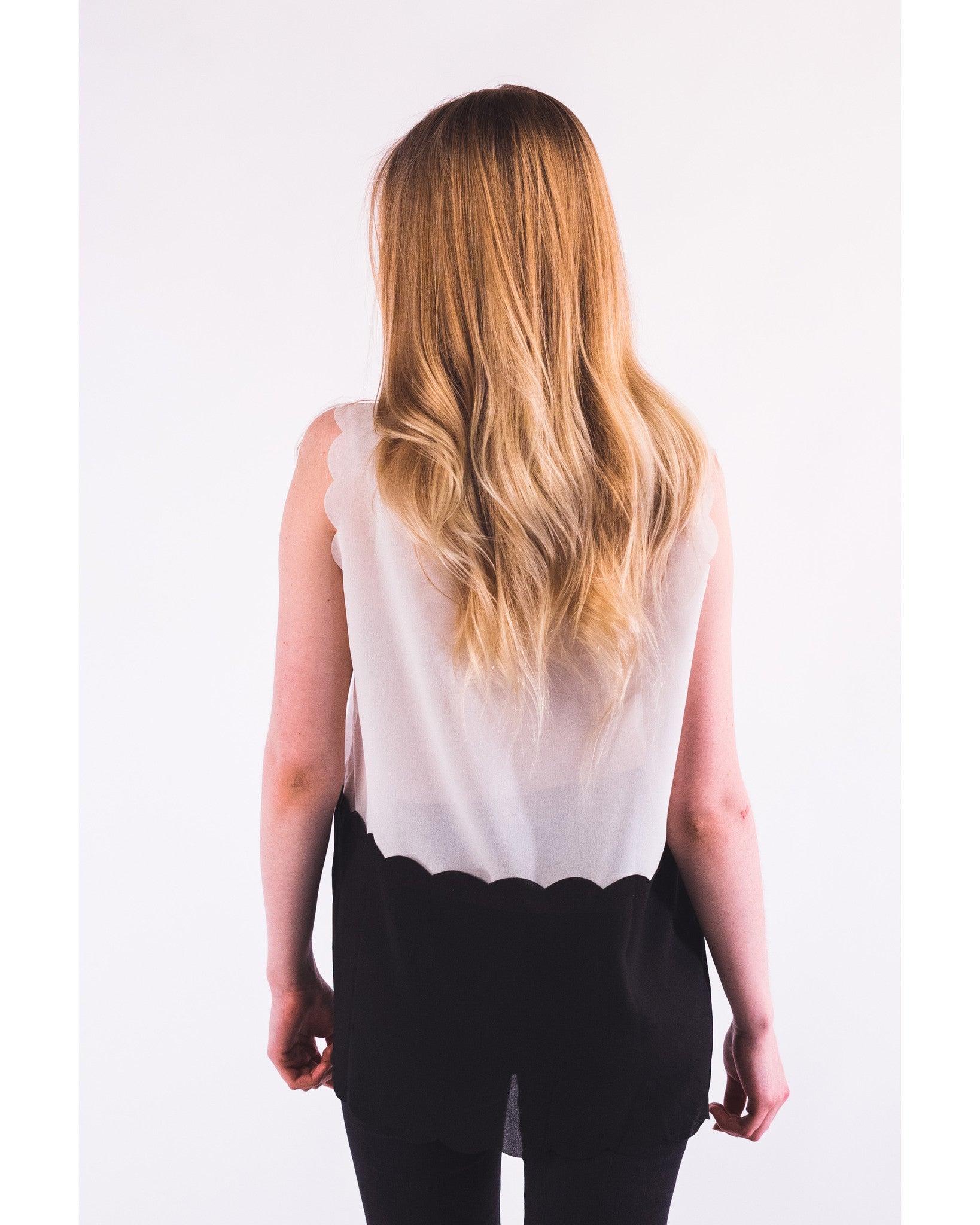 Olivia Row™ | Scallop edge Chiffon Vest (WHITE)