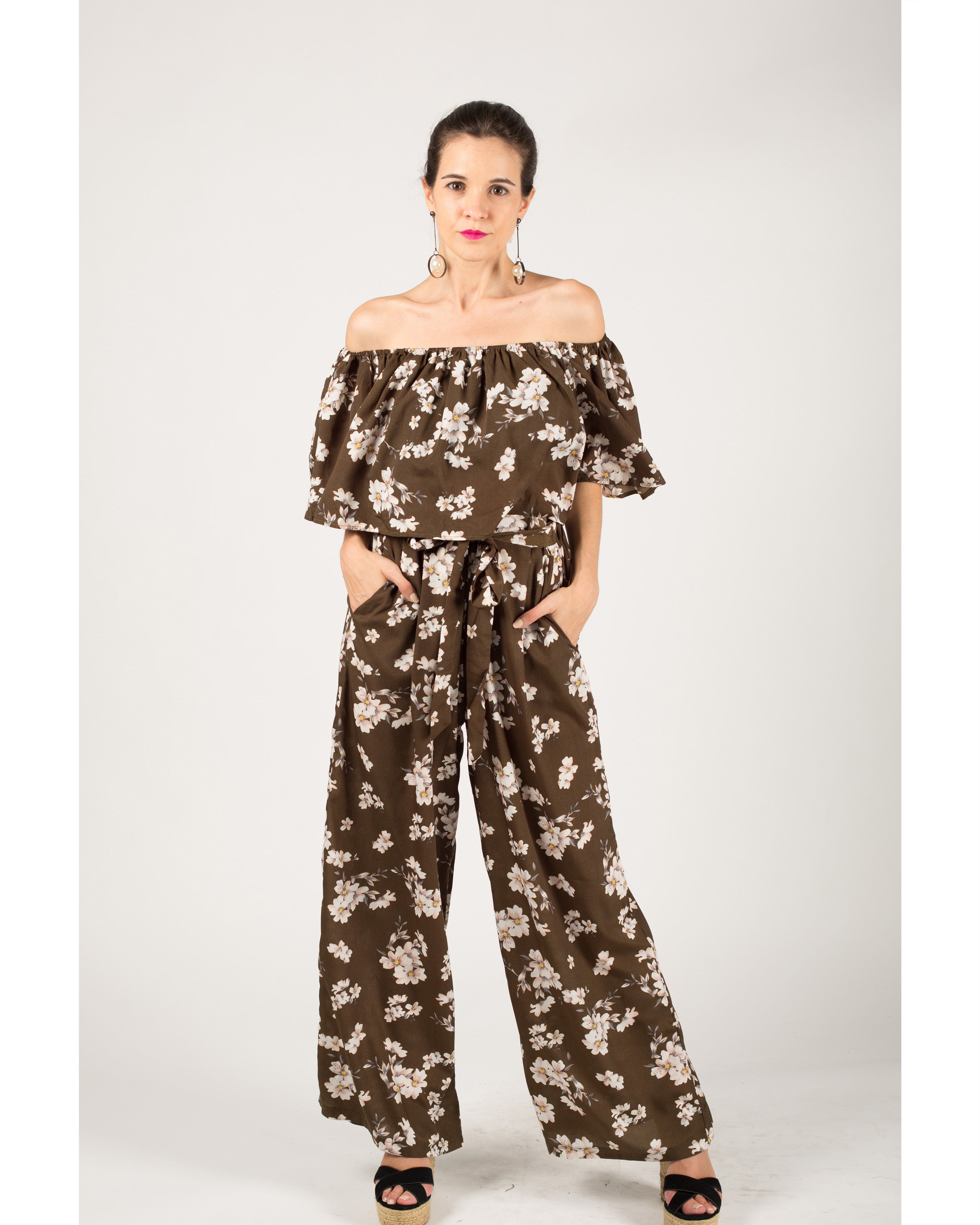 Olivia Row™ | Floral pattern off shoulder co-ords set