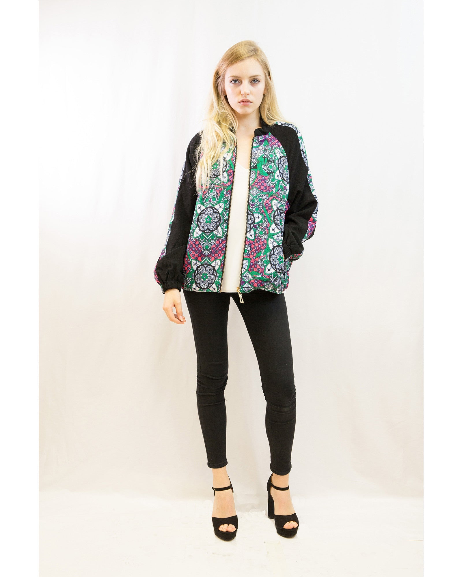 Olivia Row™ | Floral Print Bomber Jacket (Paisley floral)