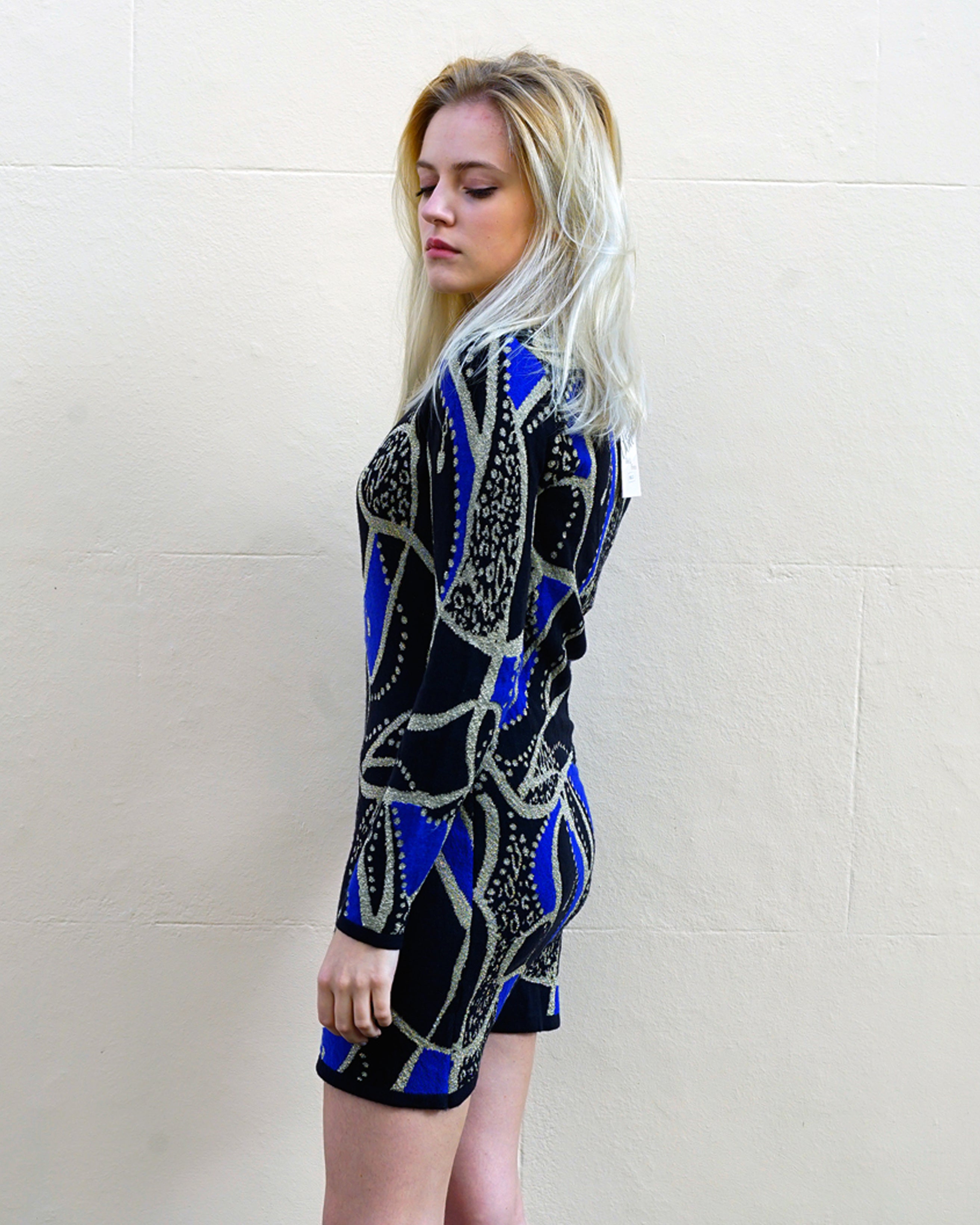 Olivia Row™ | Metallic gold trim Chain and Aztec Print Dress