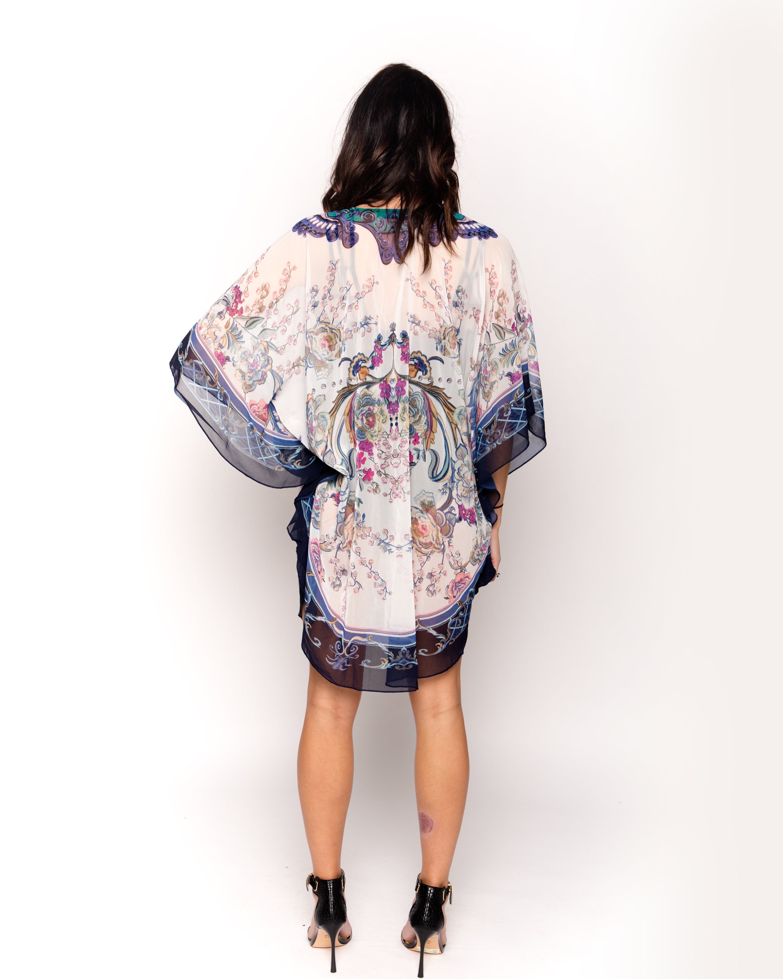 Olivia Row™ | floral scarf print chiffon kaftan Top