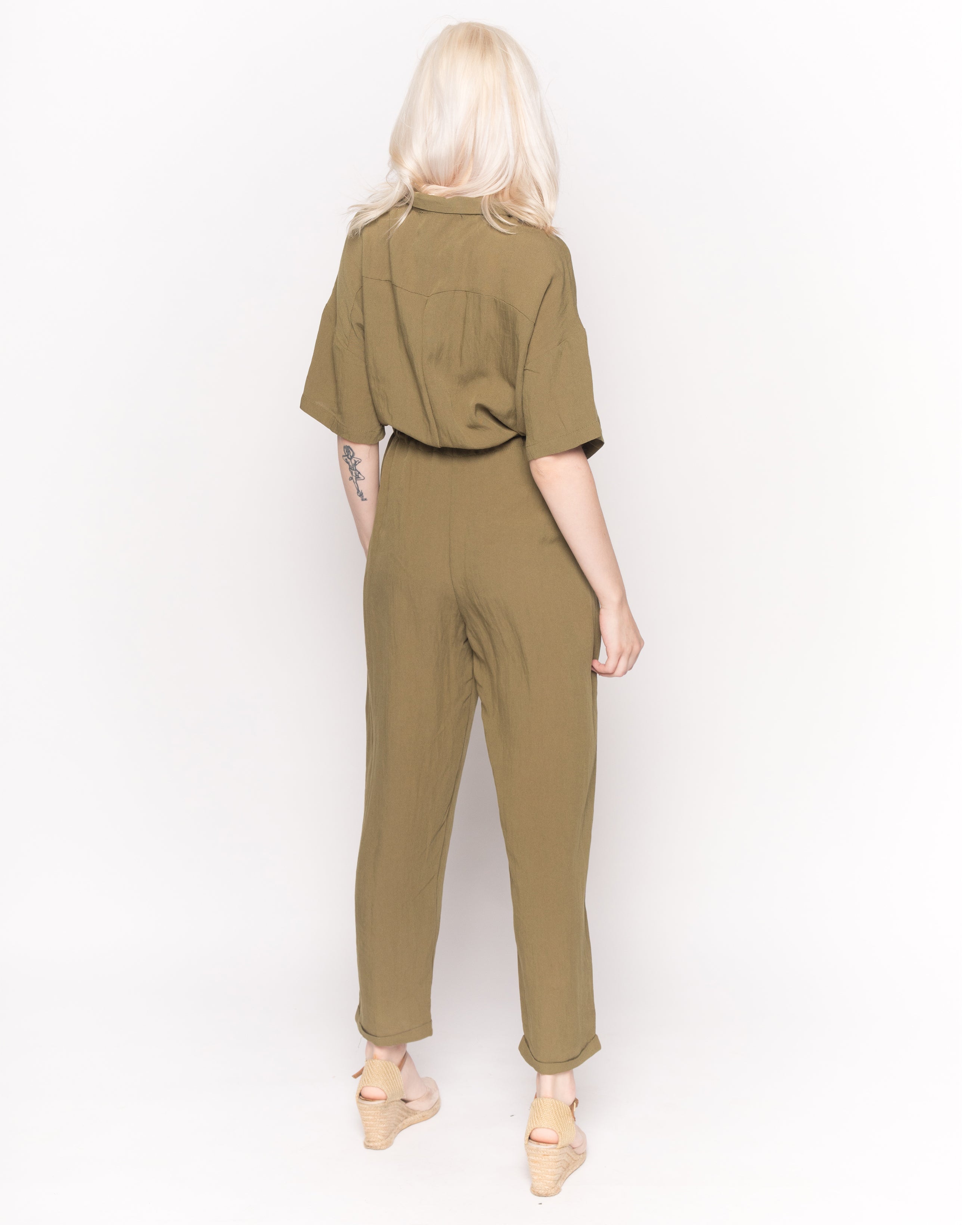 Olivia Row™ | Cotton Short Sleeve Jumpsuits in Green
