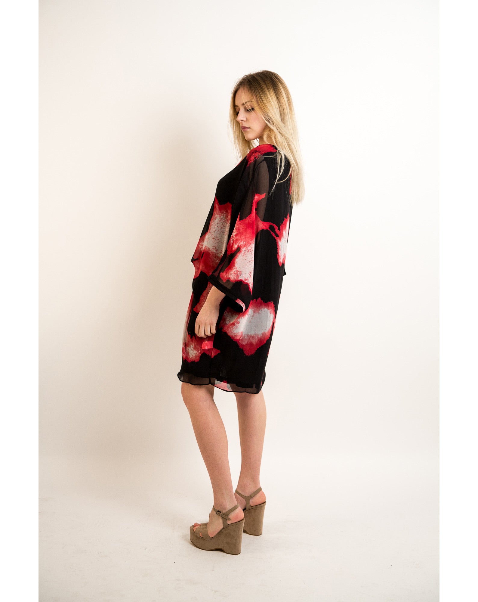 Olivia Row™ | Black and red watercolor print oversized Top