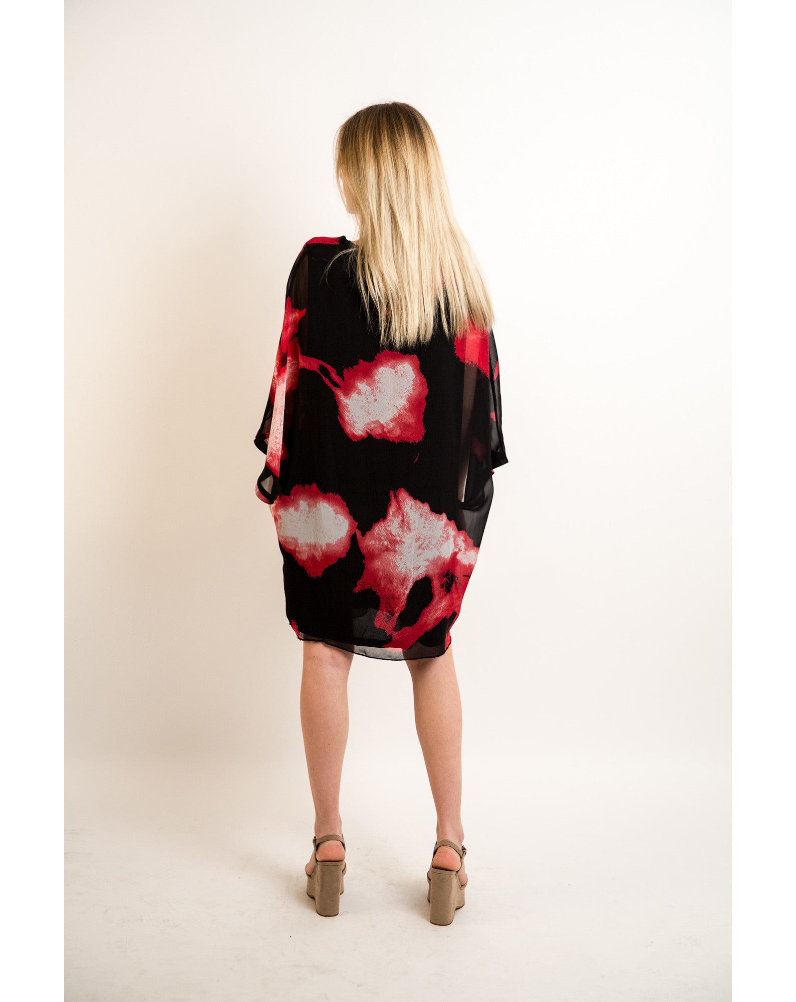 Olivia Row™ | Black and red watercolor print oversized Top
