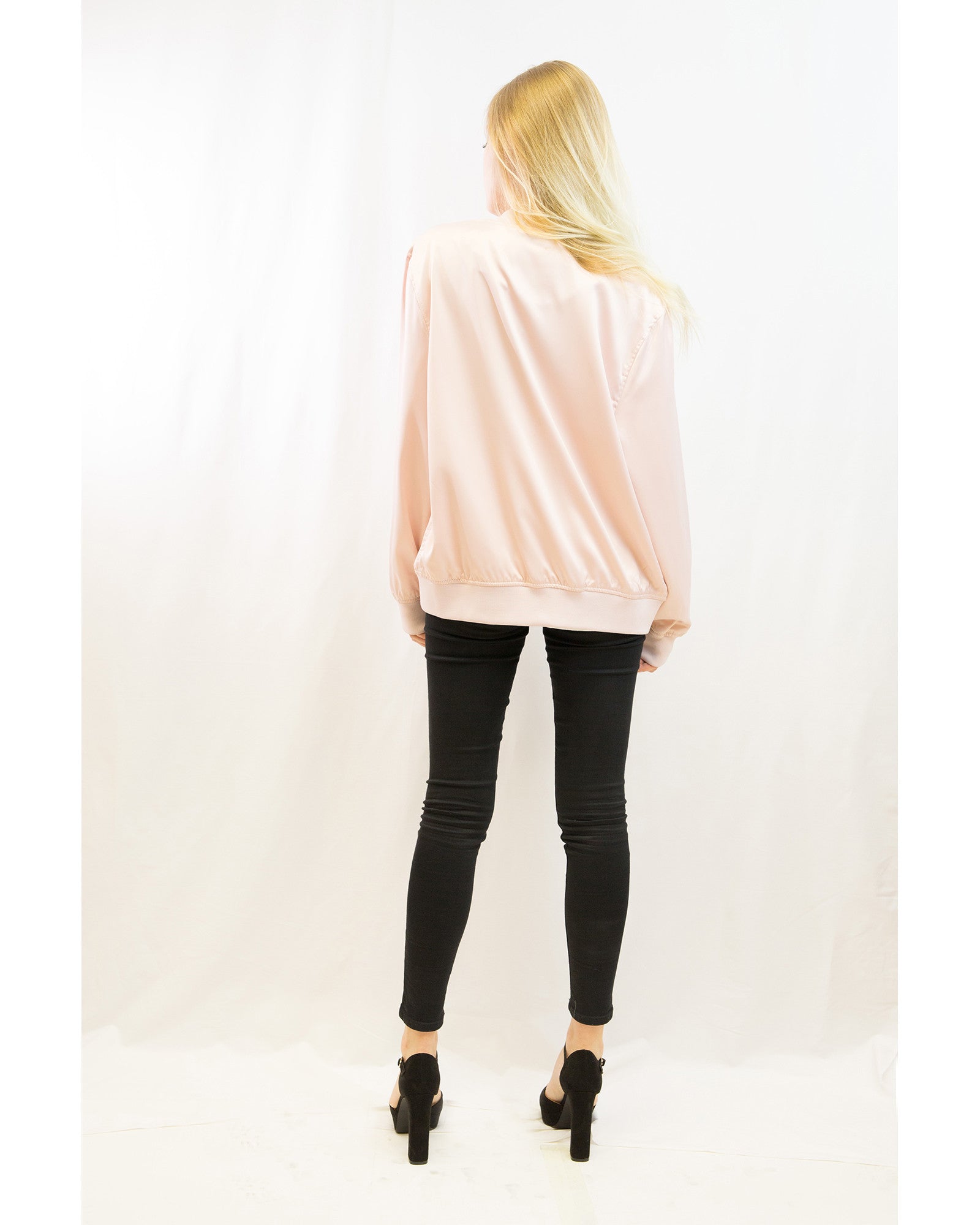 Olivia Row™ | Plain Color Oversized satin Bomber Jacket