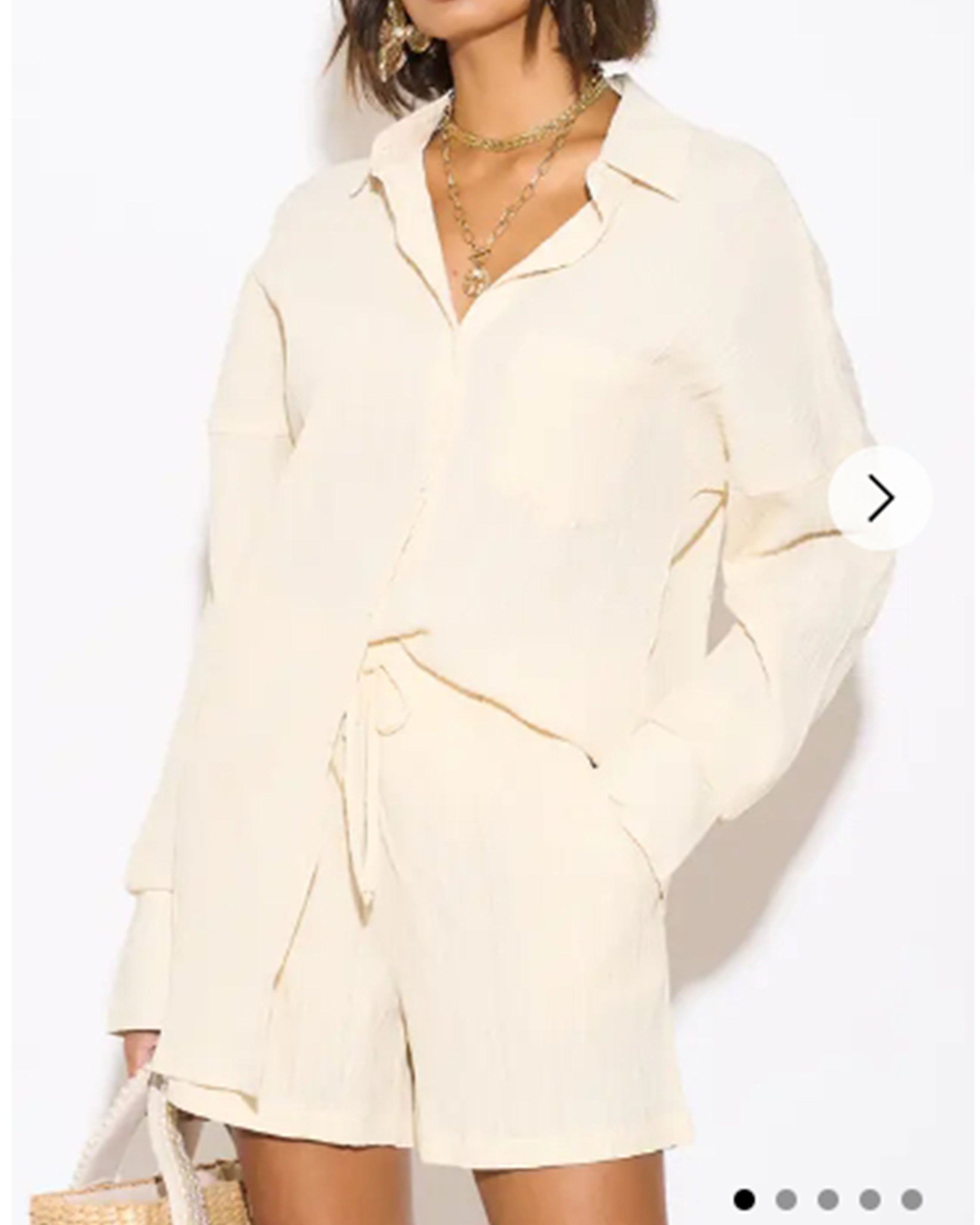 Olivia Row™ | Cotton blend Duben shirt and shorts in relaxed fit co-ords Suits in Cream