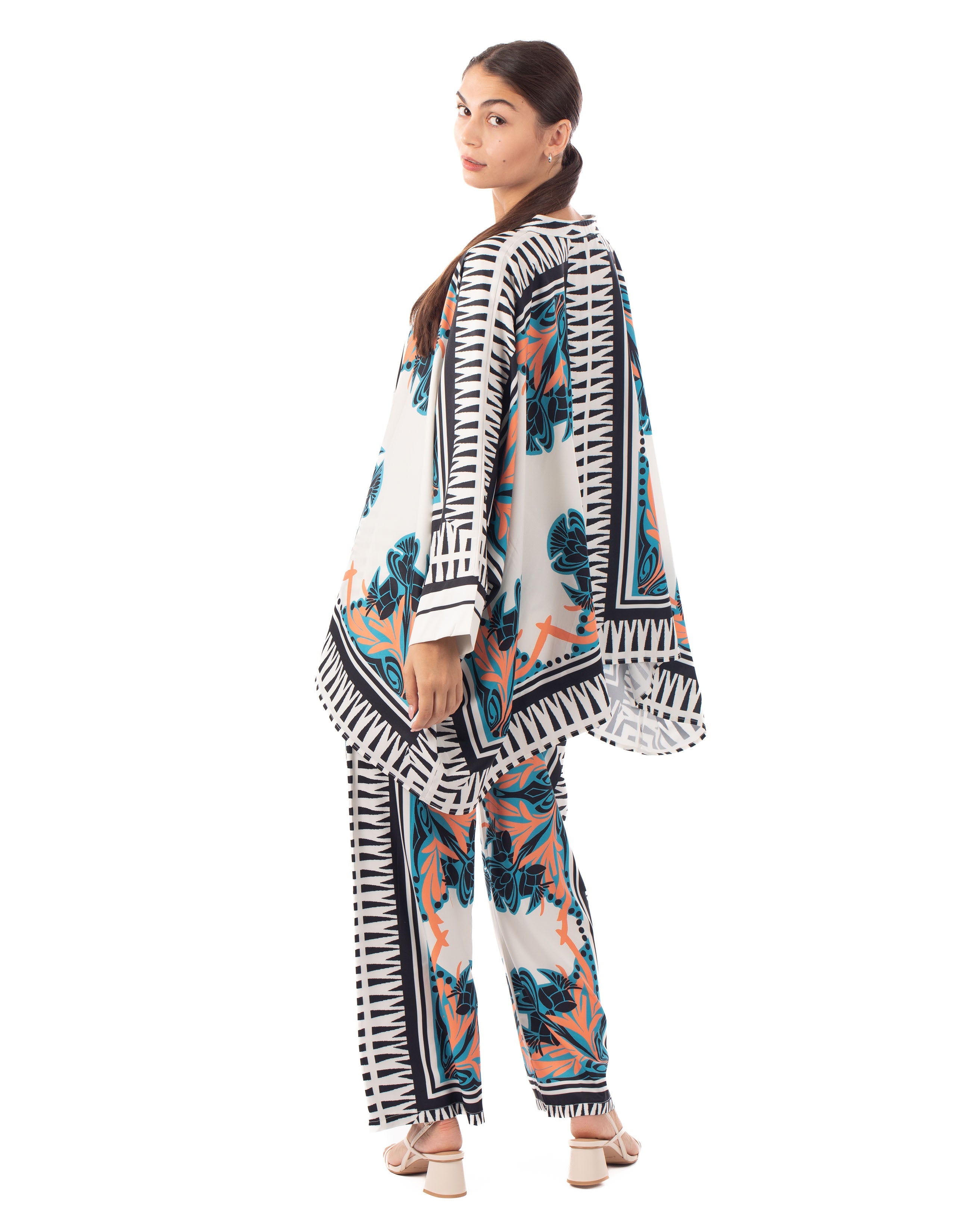 Olivia Row™ | Floral and Leaves Print Oversized shirt