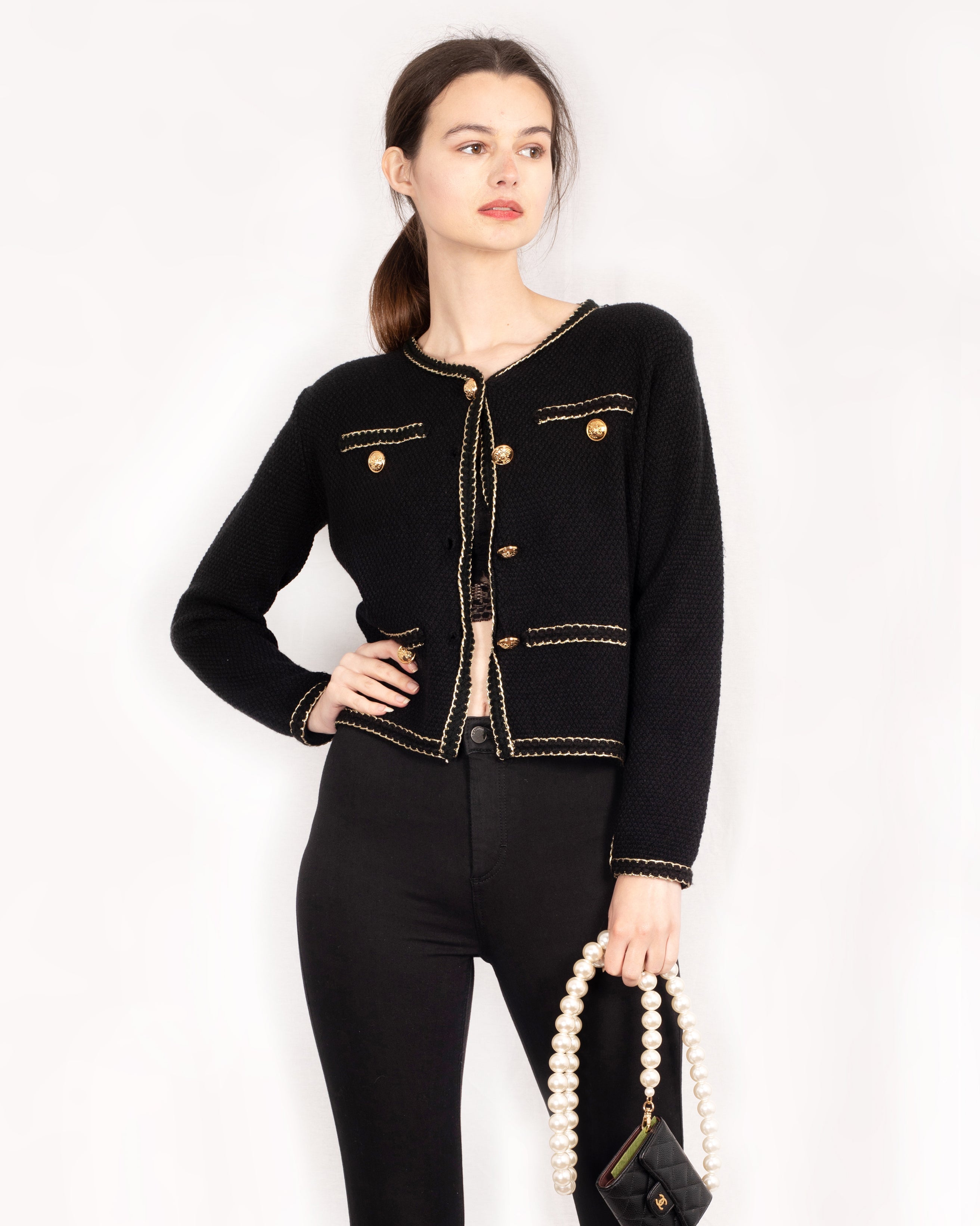 Olivia Row™ | Coco style classic Blazer Cardi in Black