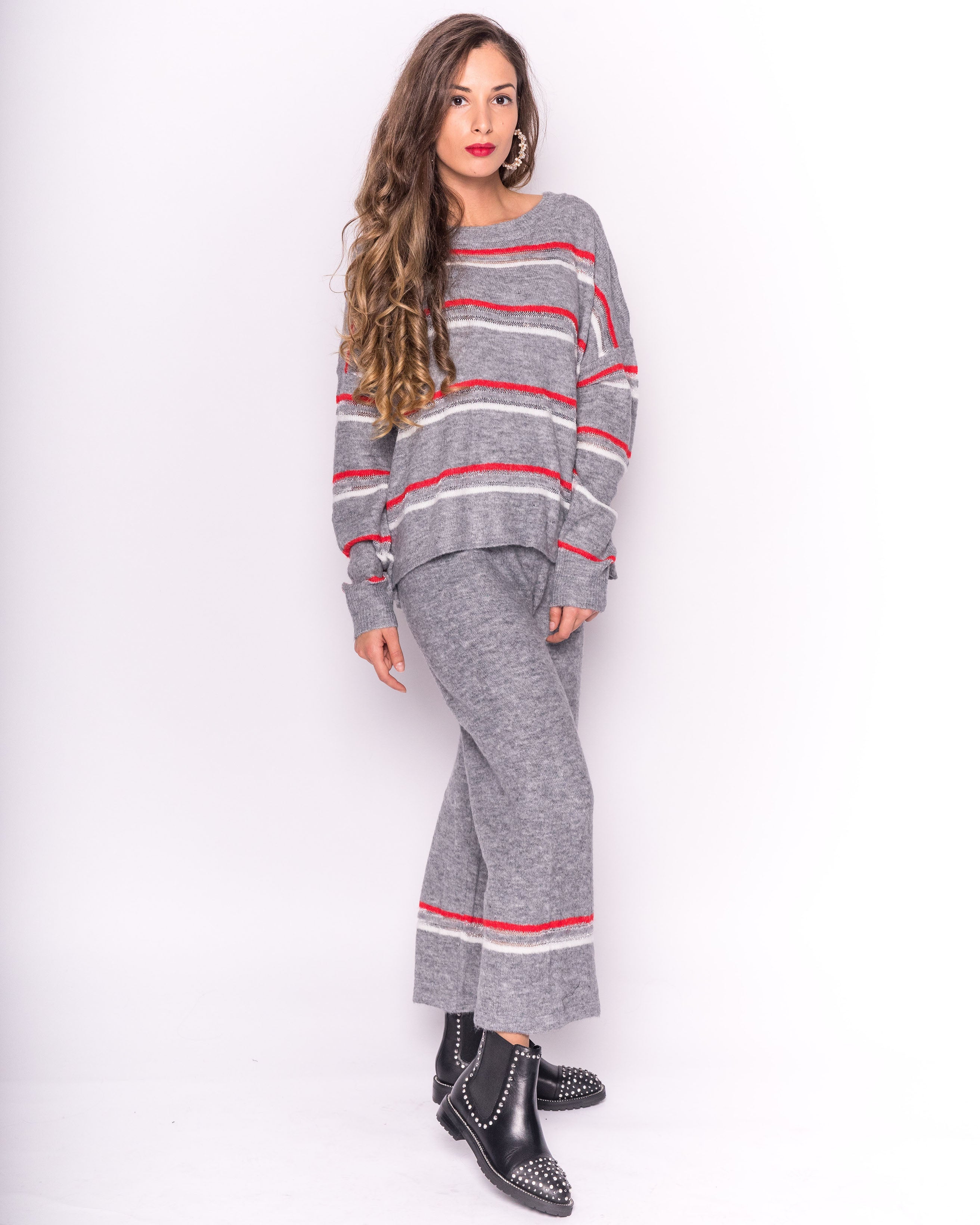 Olivia Row™ | Knit Jumper & Trousers Co-ord with Stripes