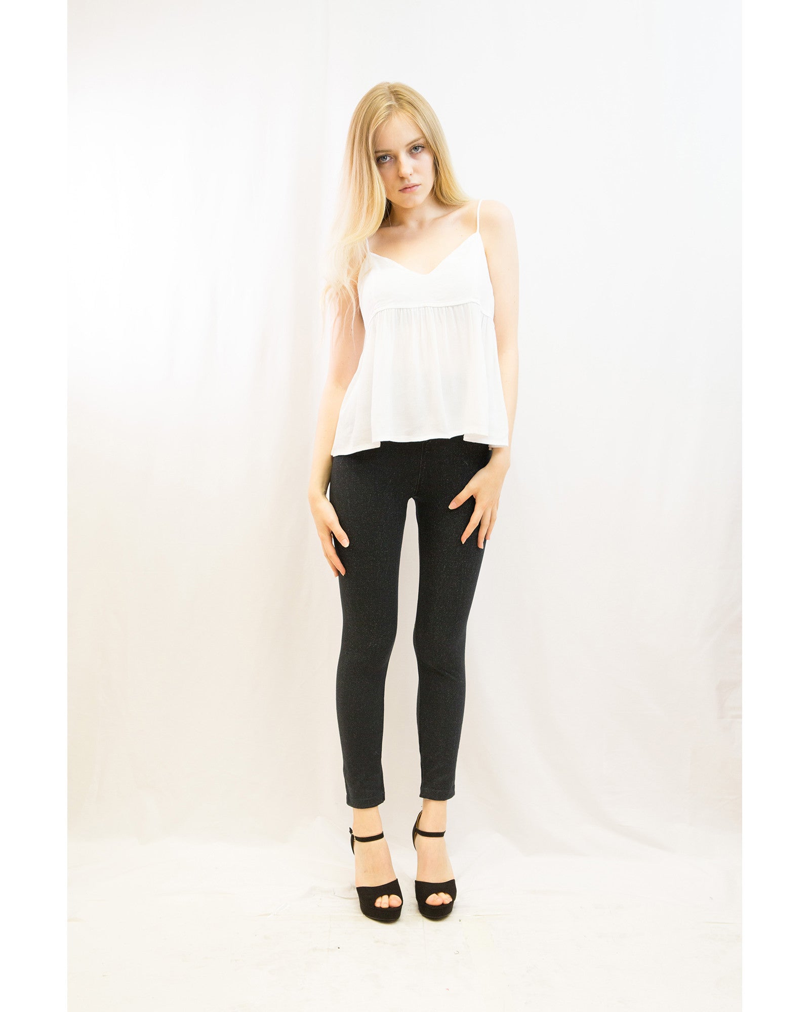 Olivia Row™ | Jean's look  print  fleece leggings