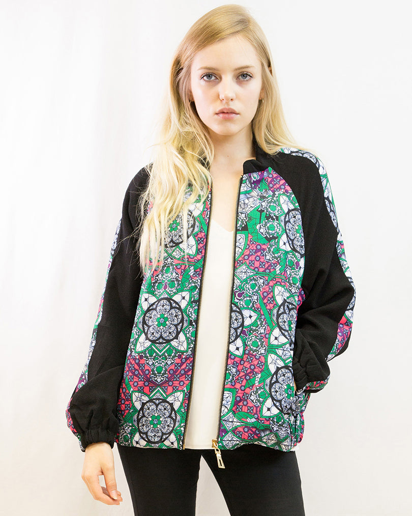 Olivia Row™ | Floral Print Bomber Jacket (Paisley floral)