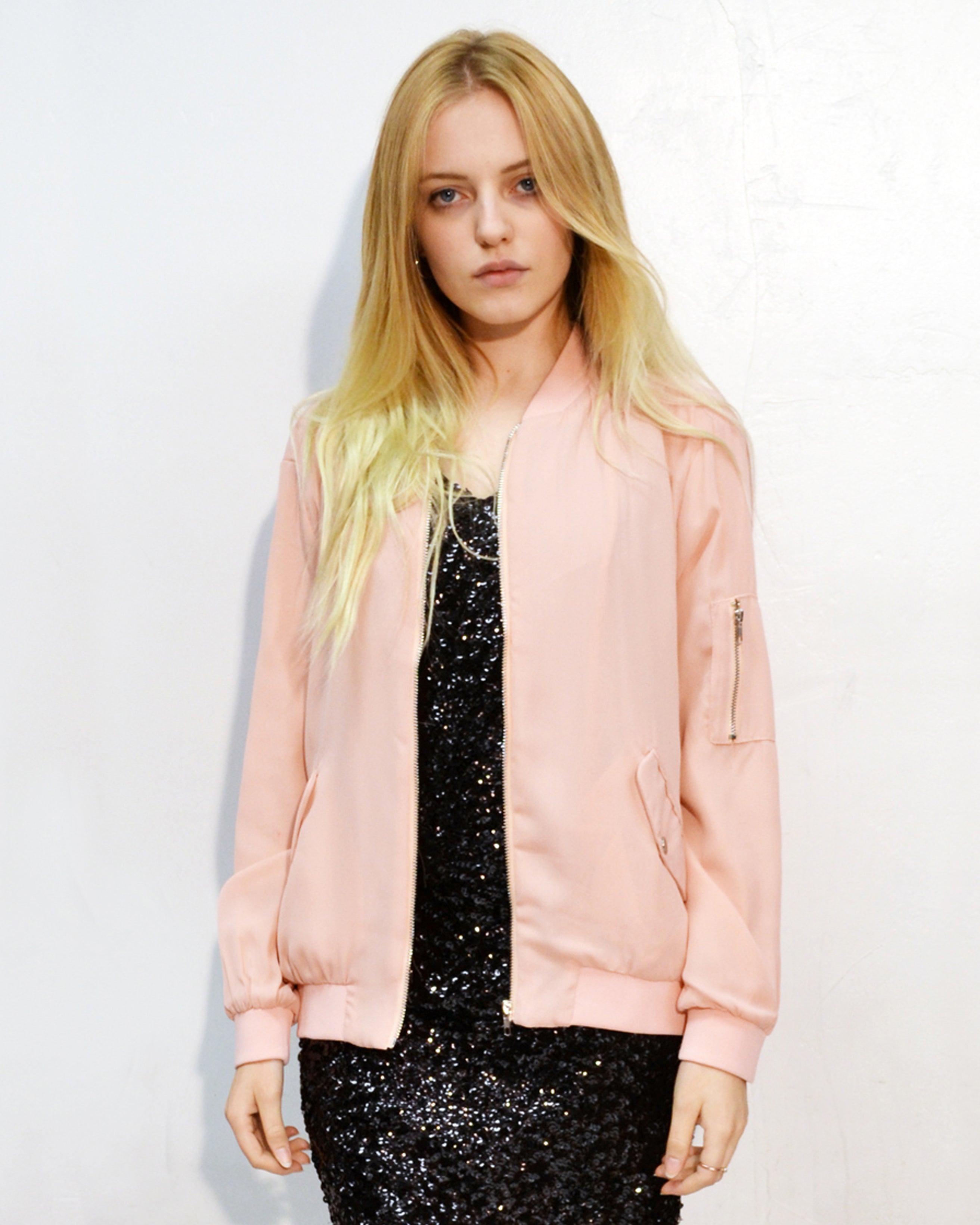 Olivia Row™ | Side pocket bomber jacket (Pink)