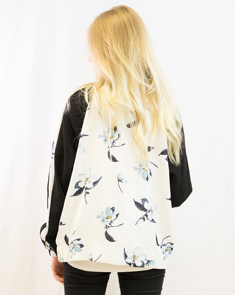 Olivia Row™ | Floral print winter quilted Bomber Jacket (WHITE)