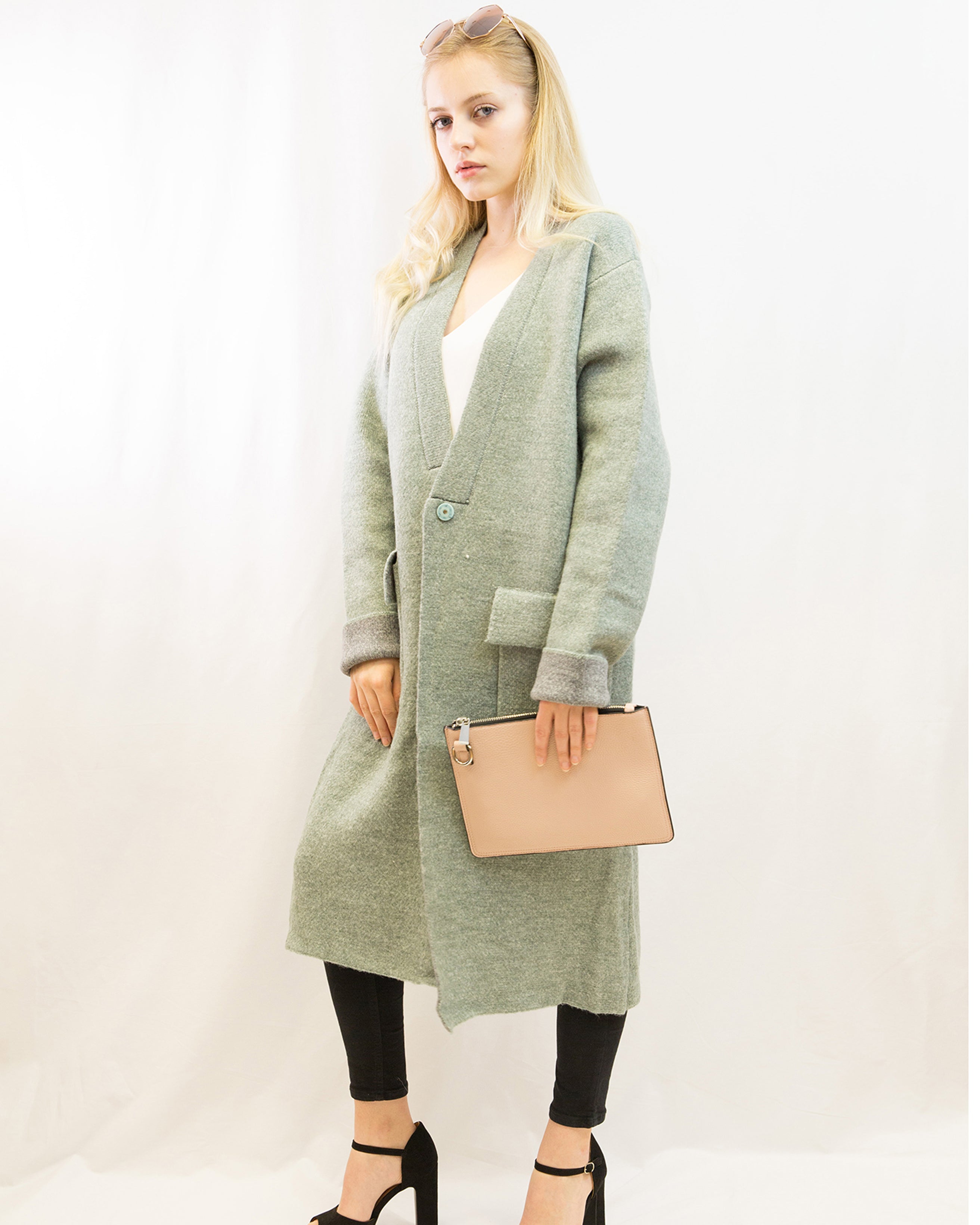 Olivia Row™ | Fine knit oversize longline wool blend jacket